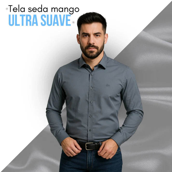 Elegant™ Camisa Seda Manga Larga