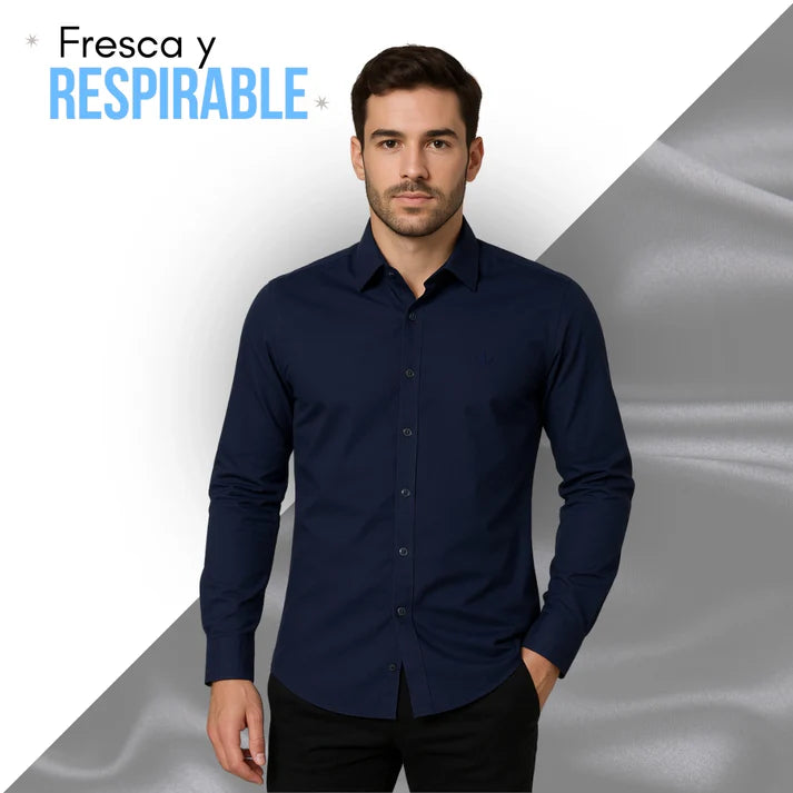 Elegant™ Camisa Seda Manga Larga