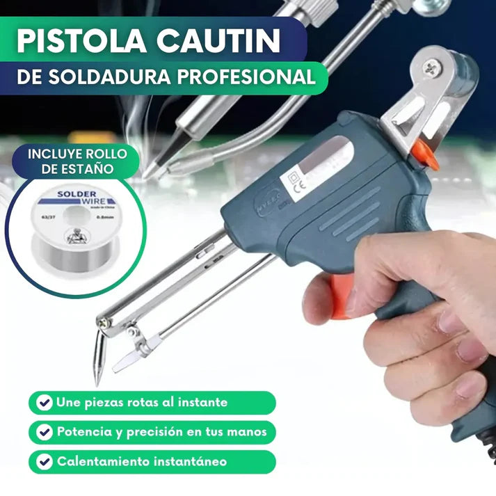 Pistola cautin de soldadura profesional + rollo de estaño gratis