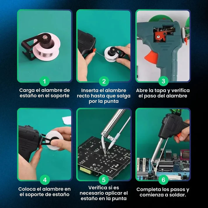 Pistola cautin de soldadura profesional + rollo de estaño gratis