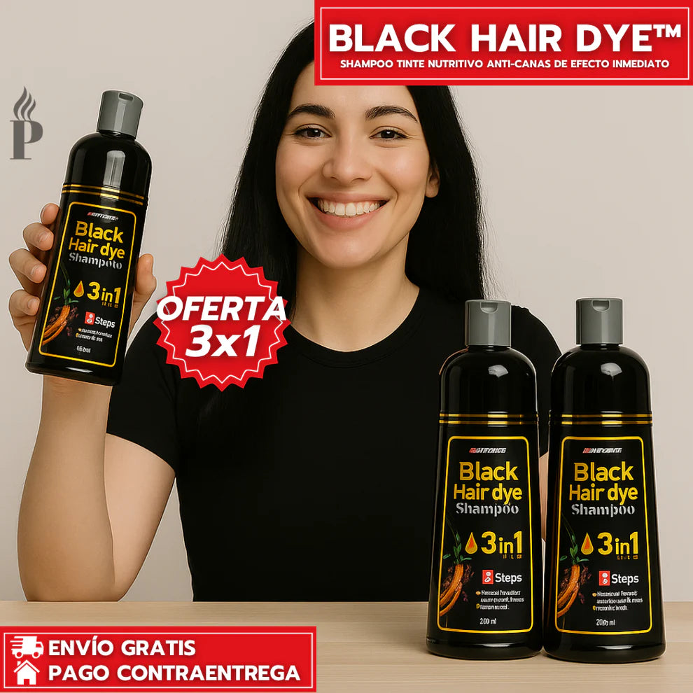 3x1: Black Hair Dye™ - Shampoo Tinte Nutritivo Anti-Canas