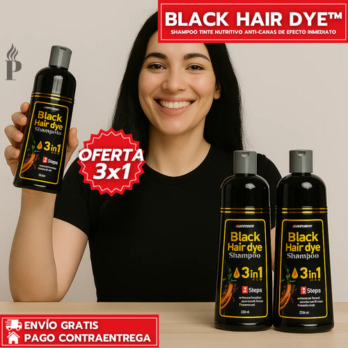 3x1: Black Hair Dye™ - Shampoo Tinte Nutritivo Anti-Canas