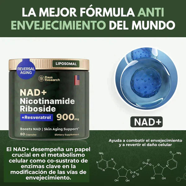 Liposomal | Complejo natural de NAD+ Resveratrol en Cápsulas